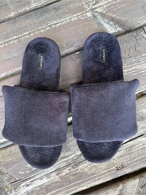 Vionic Dream Plush Slide Slippers in Black, sz. 9.5